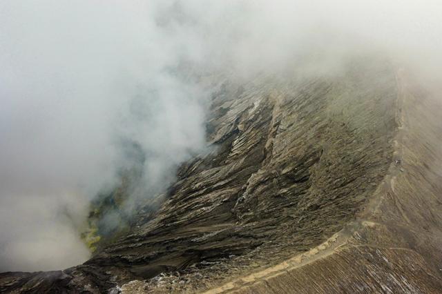mount bromo crater from sky